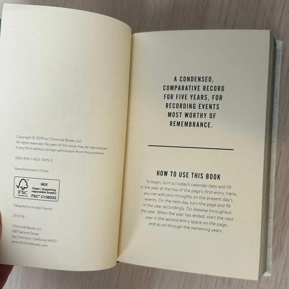Chronicle Books One Line a Day: A Five-Year Memory Hardcover Journal - NEW